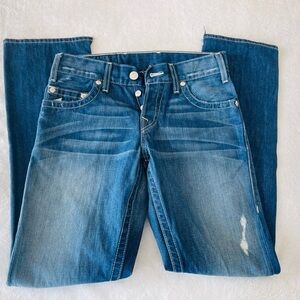 True Religion Men Dark Blue Jeans with Fading
